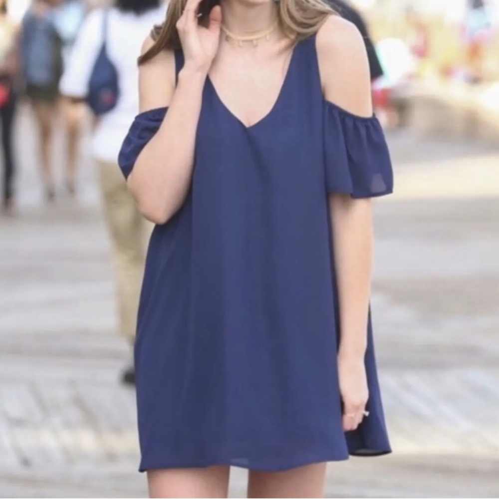 New Show Me Your Mumu Birdie Ruffle Mini Blue Dress Size XS